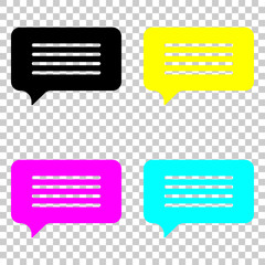 message cloud icon. Colored set of cmyk icons on transparent background.