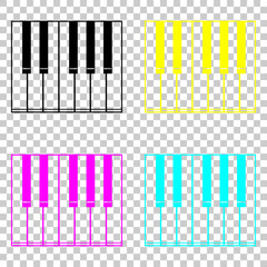 Simple piano icon. Colored set of cmyk icons on transparent background.
