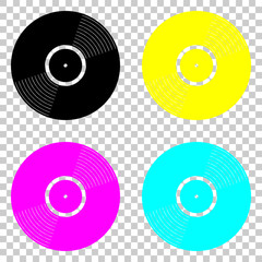 vinyl icon. Colored set of cmyk icons on transparent background.