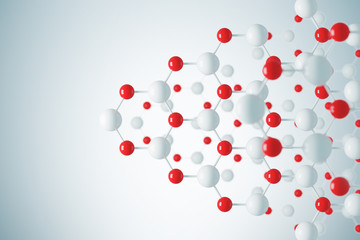 Atom grid against gray wall