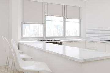 Corner of white kitchen