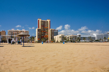 Gandia beach, sun and beach tourism, Valencia, Spain