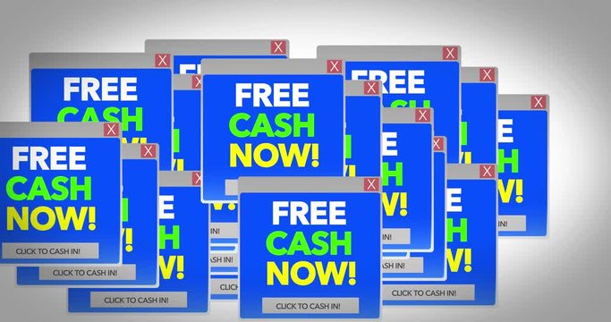 Generic Free Money online popup virus scam on screen 