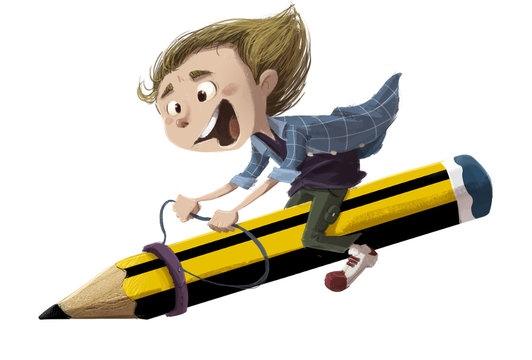 ni&ntilde;o con lapiz volando 