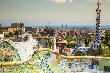 The famous park Guell in Barcelona, Spain