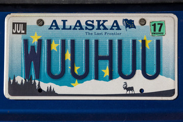 Alaska Vanity License plate says 
