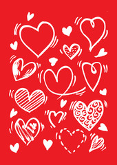 Hearts set. Hand drawn. Design elements for Valentine's day.