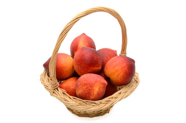 organic peach fruit on white background