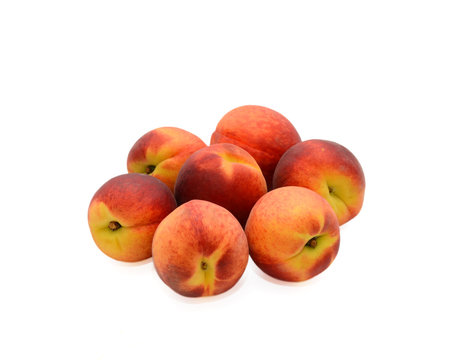 organic peach fruit on white background