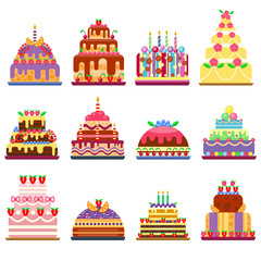 Cake pie isolated vector illustration.