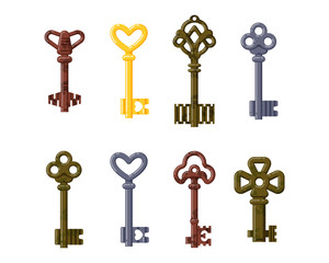 Vintage key vector isolated icon.