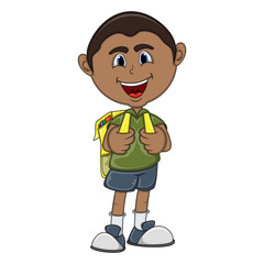 Little boy with backpack cartoon