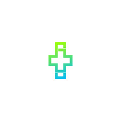 Letter I cross plus logo,Medical healthcare hospital Logotype
