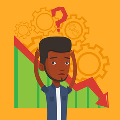 Bankrupt clutching head vector illustration.