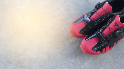 Cycling shoes red.