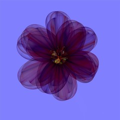 Simple decorative dark purple flower on violet background