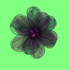 Simple decorative dirty red green flower on square background