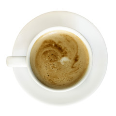 Cup of coffee with milk, isolated on white