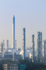 Twilight scene of Oil refinery plant