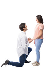 Young man proposing to his girlfriend
