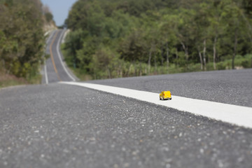 Miniature transport truck on the road