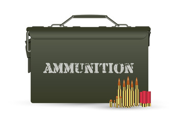 green military ammunition box with some bullets
 - obrazy, fototapety, plakaty