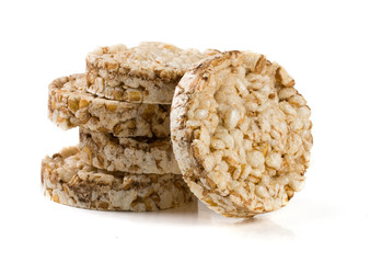 stack of grain crispbreads isolated on white background