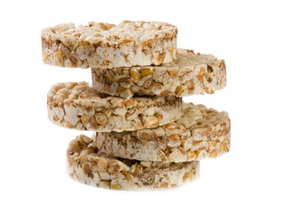 stack of grain crispbreads isolated on white background