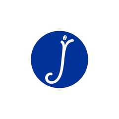J Letter Initial Coffee on Circle Logo Vector