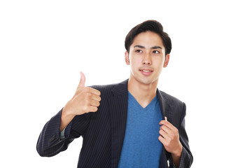 ガッツポーズの男性