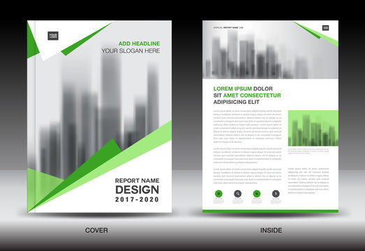 Annual report brochure flyer template, Green cover design, business flyer template, book, company profile