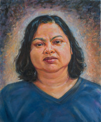 Oil color painting portrait of thai woman