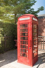 Vintage red telephone box.