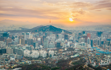 Fototapeta premium View the most beautiful in Seoul and the Seoul Tower, South Korea.