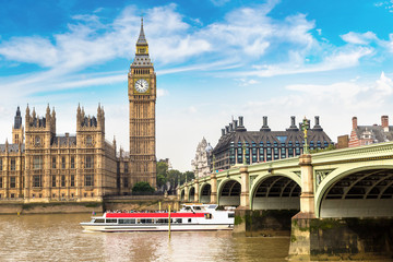 Naklejka premium Big Ben, Parlament, Most Westminsterski w Londynie