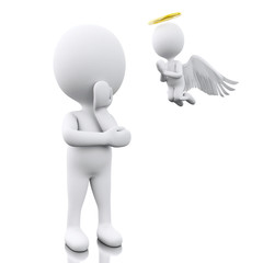 3D White people with Angel.