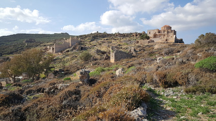 Fototapeta na wymiar Ruins and the Church of Hagia Sophia