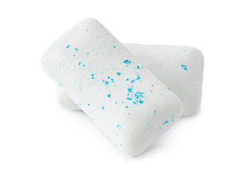 Chewing gum piece on white