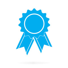 badge with ribbon in trendy flat style isolated on white backgro