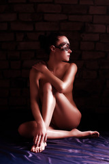 Naked woman body sculpture. Fine art photo of female