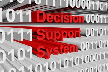 Decision support system in the form of binary code, 3D illustration