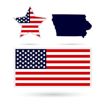 Map of the U.S. state of Iowa on a white background. American fl