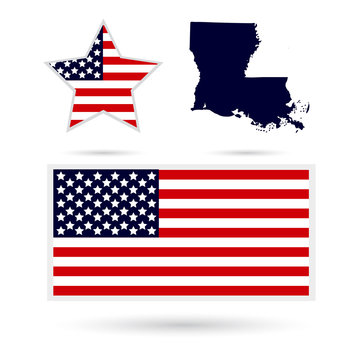 Map of the U.S. state of Louisiana on a white background. Americ