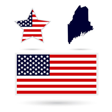 Map of the U.S. state of Maine on a white background. American f