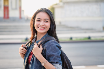 A girl walking on street, Bangkok