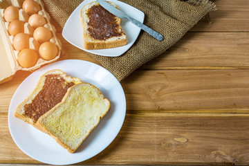 Breakfast bread butter and chocolate