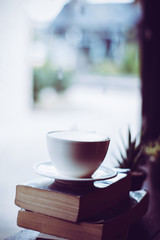 close up white coffee cup