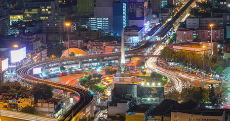 Fototapeta na wymiar Victory Monument. City business Bangkok Thailand
