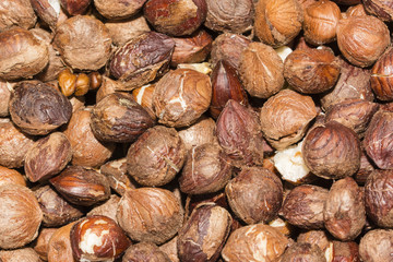 Shelled hazelnuts.