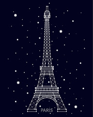 Eiffel Tower, Paris , landmark, constellation , star , vector